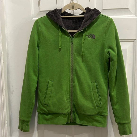 The North Face Reversible Green Fleece hoodie Jacket - Picture 1 of 5